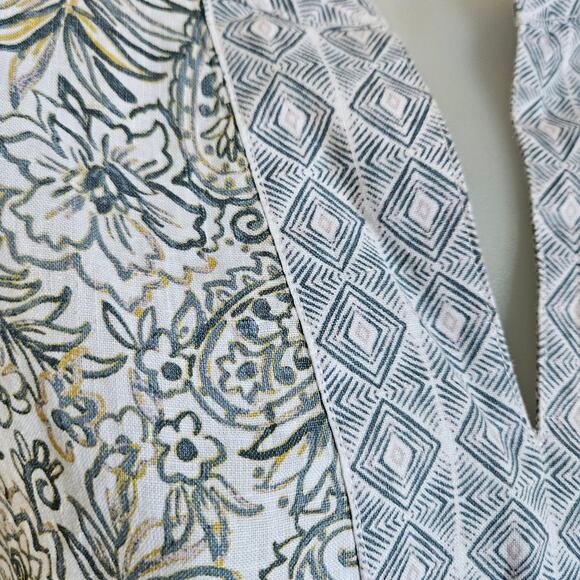 Sigrid Olsen Linen Tunic Top Size Small Tropical Mixed Pattern V-Neck Boho Beach - Picture 3 of 9